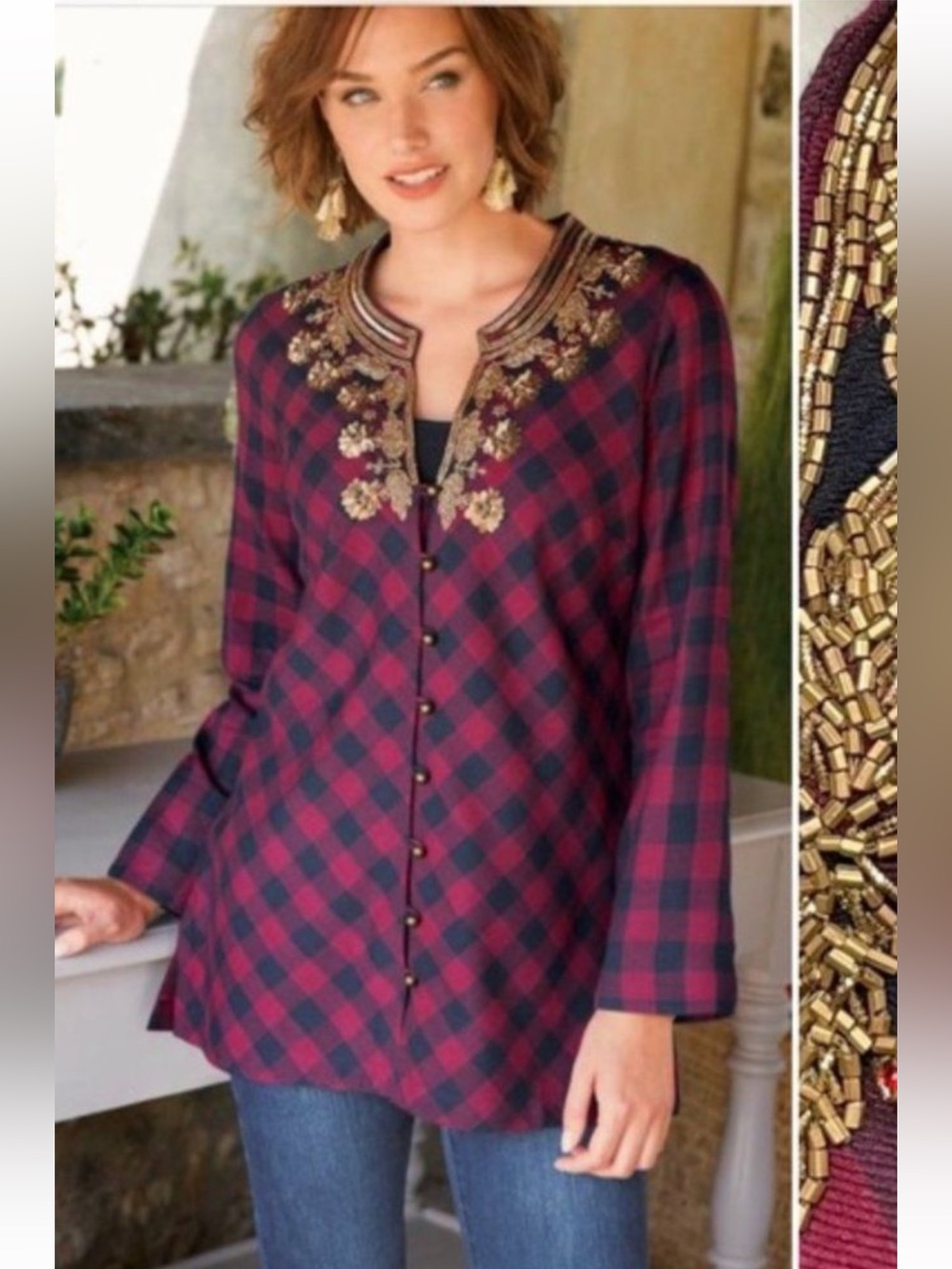 NWT Soft Surroundings Size 3X Webster Embellished Tunic Top